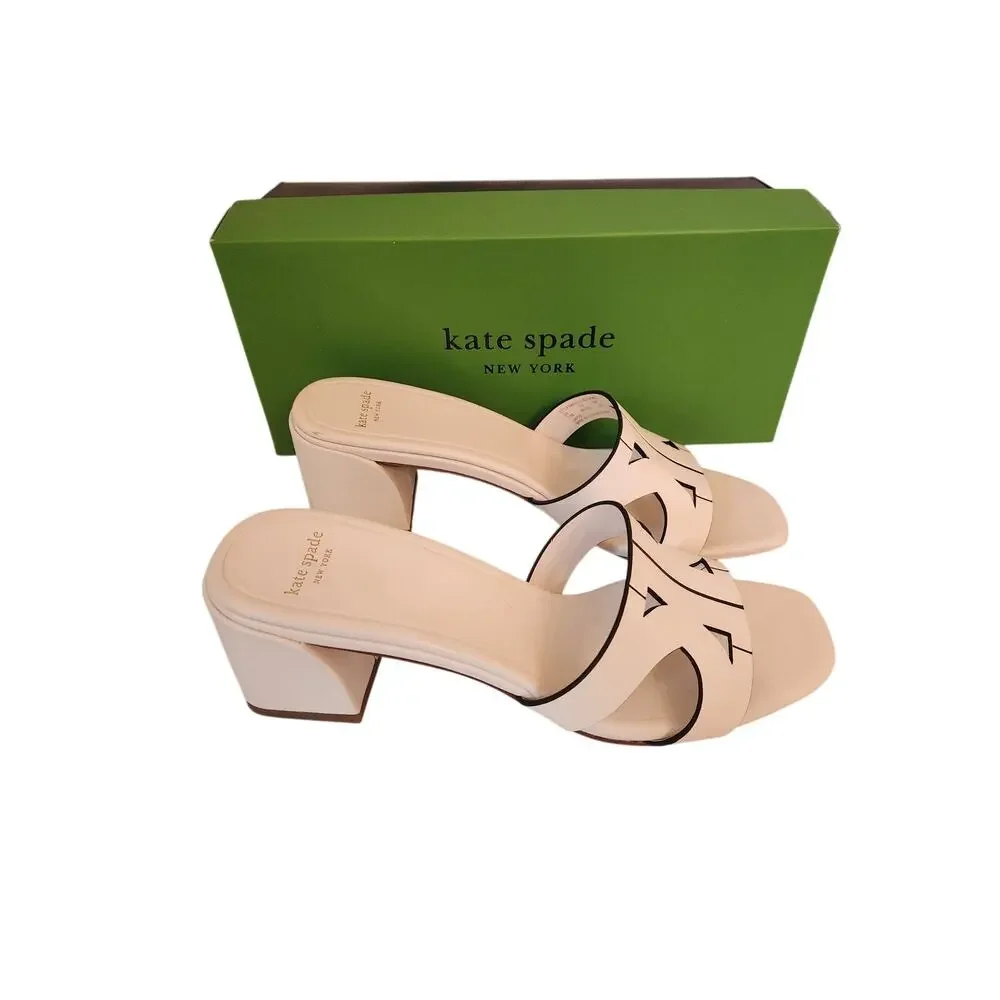 NWB Kate Spade Duo Block Heel White 7.5B *Floor Sample